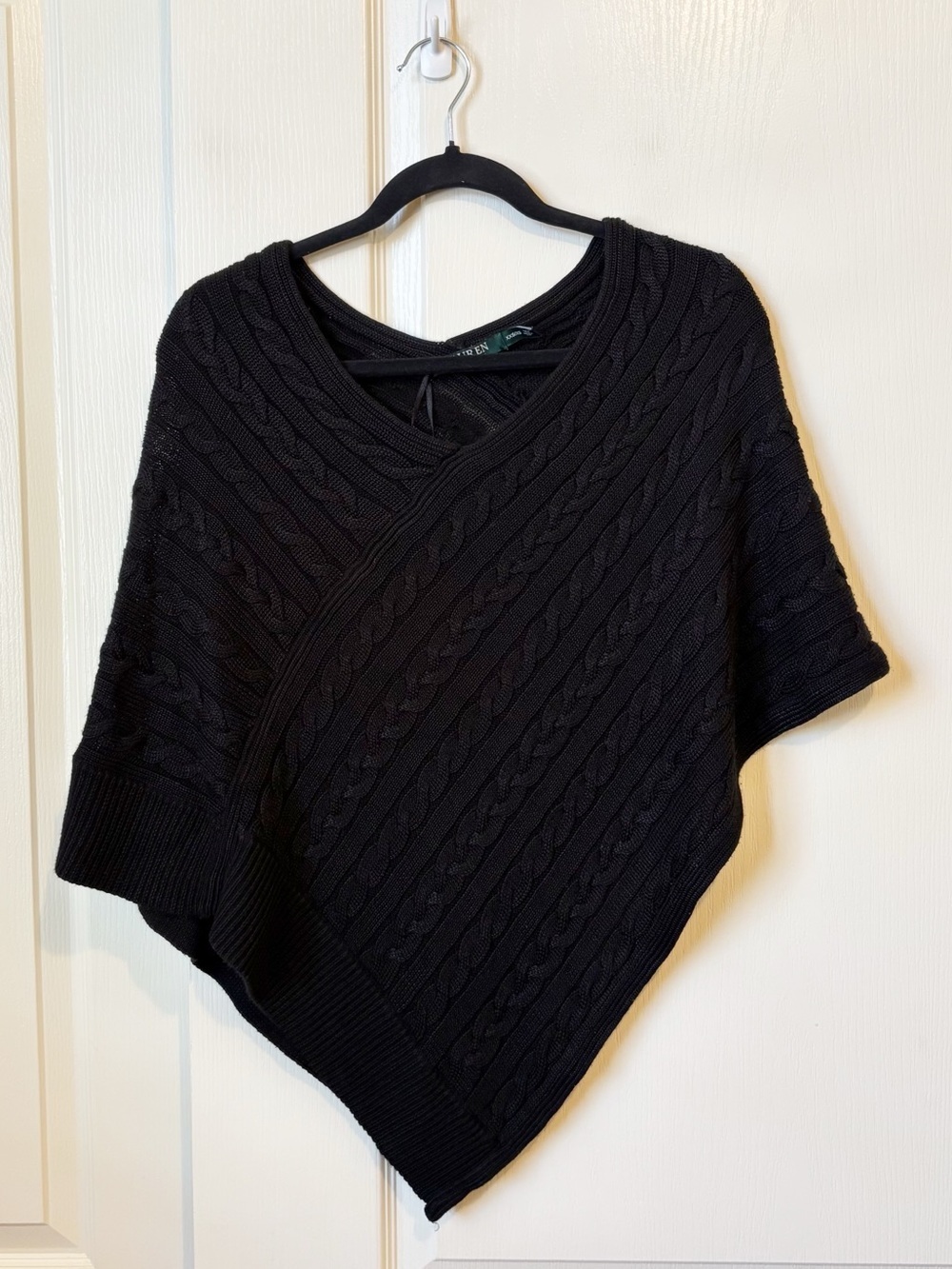 Lauren Ralph Lauren Black Cable Knit Poncho Asymmetrical Size XXS/XS